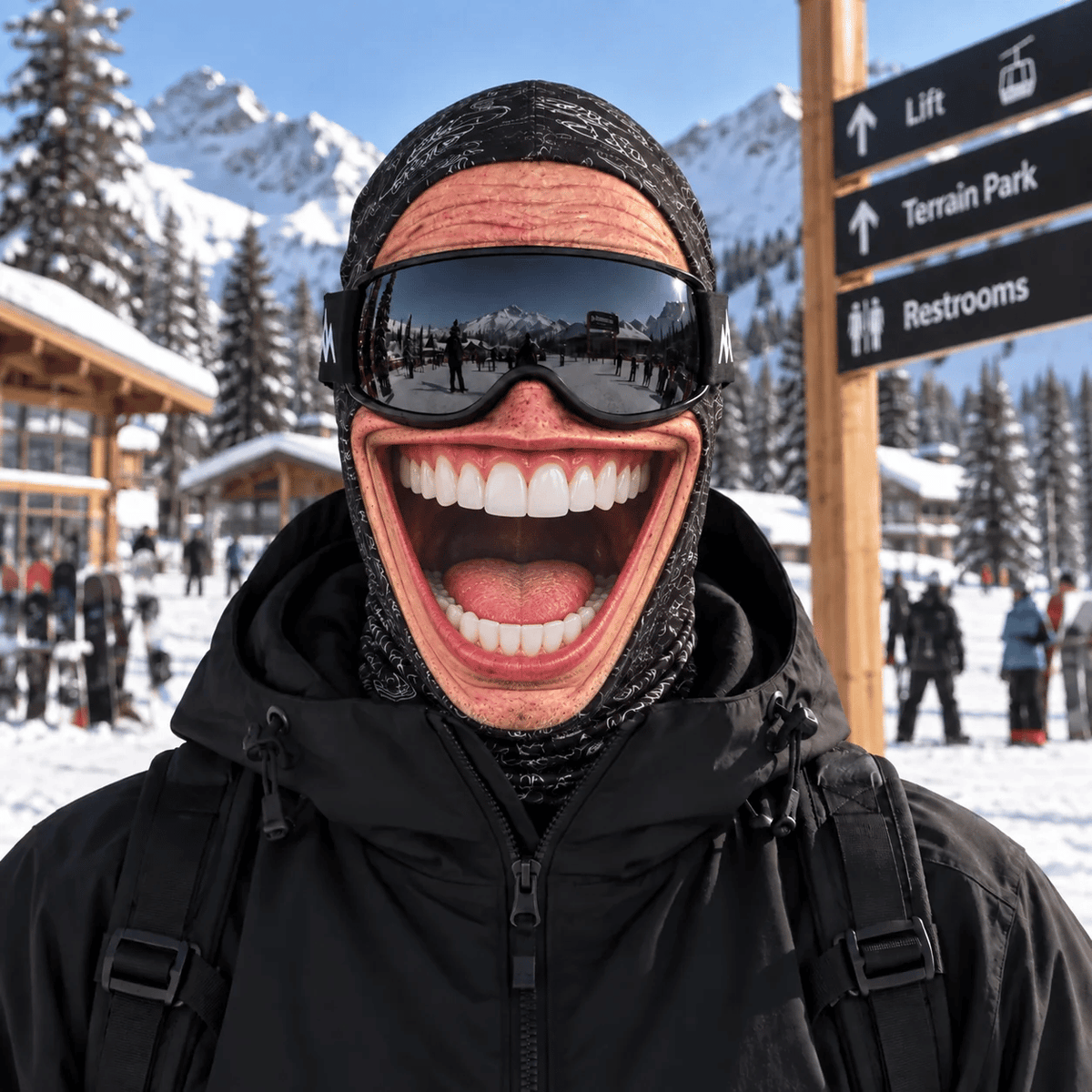 🎿 Realistische Ski- & Snowboard-Maske – Lustige Sturmhaube im neuen Weihnachtsmann-Elfen-Design 🎅