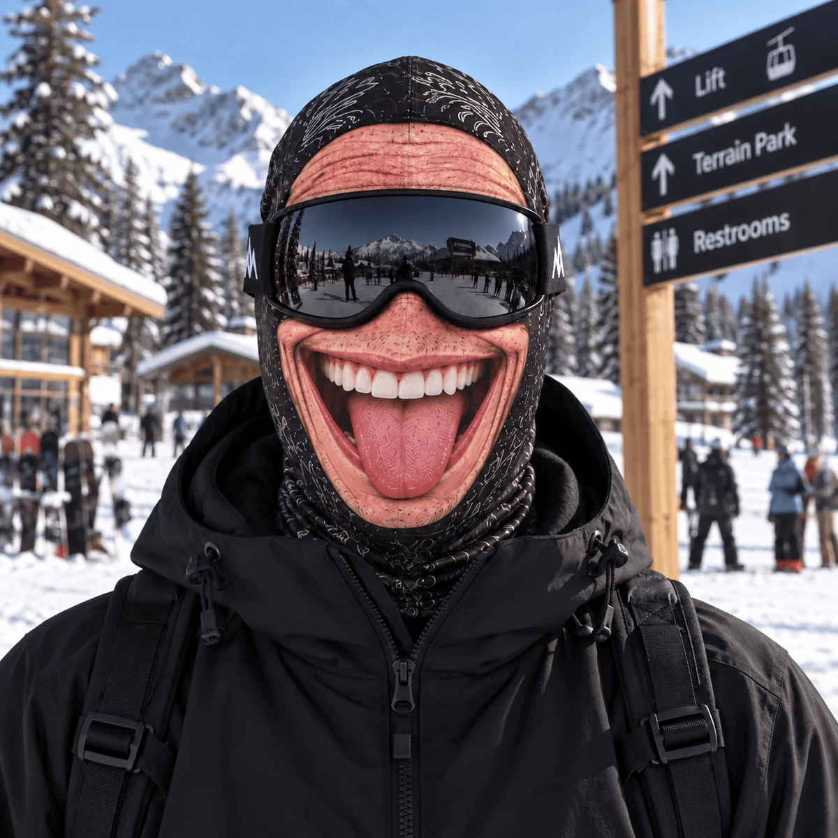 🎿 Realistische Ski- & Snowboard-Maske – Lustige Sturmhaube im neuen Weihnachtsmann-Elfen-Design 🎅