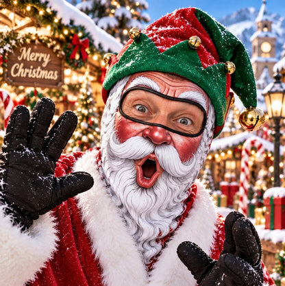 🎿 Realistische Ski- & Snowboard-Maske – Lustige Sturmhaube im neuen Weihnachtsmann-Elfen-Design 🎅