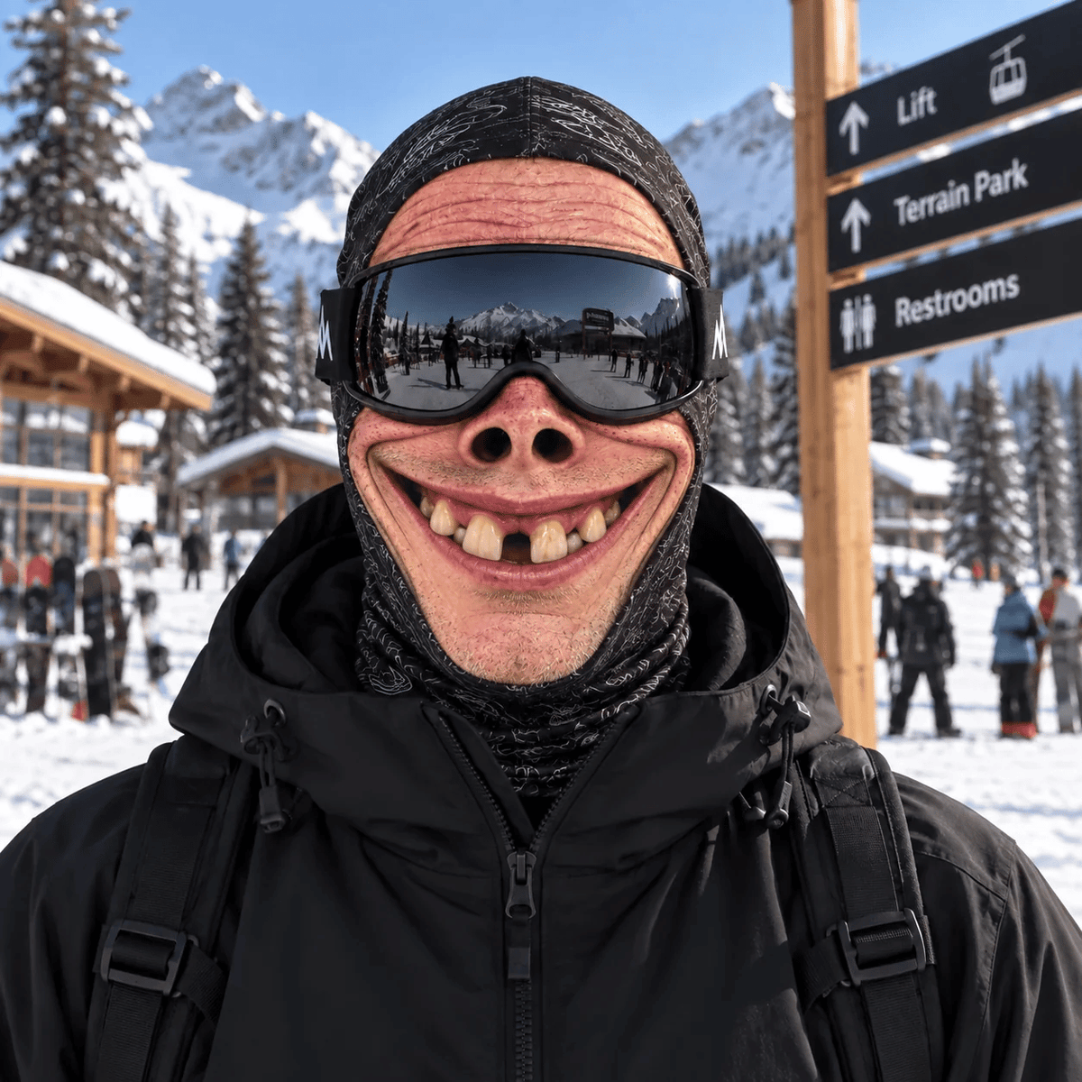 🎿 Realistische Ski- & Snowboard-Maske – Lustige Sturmhaube im neuen Weihnachtsmann-Elfen-Design 🎅