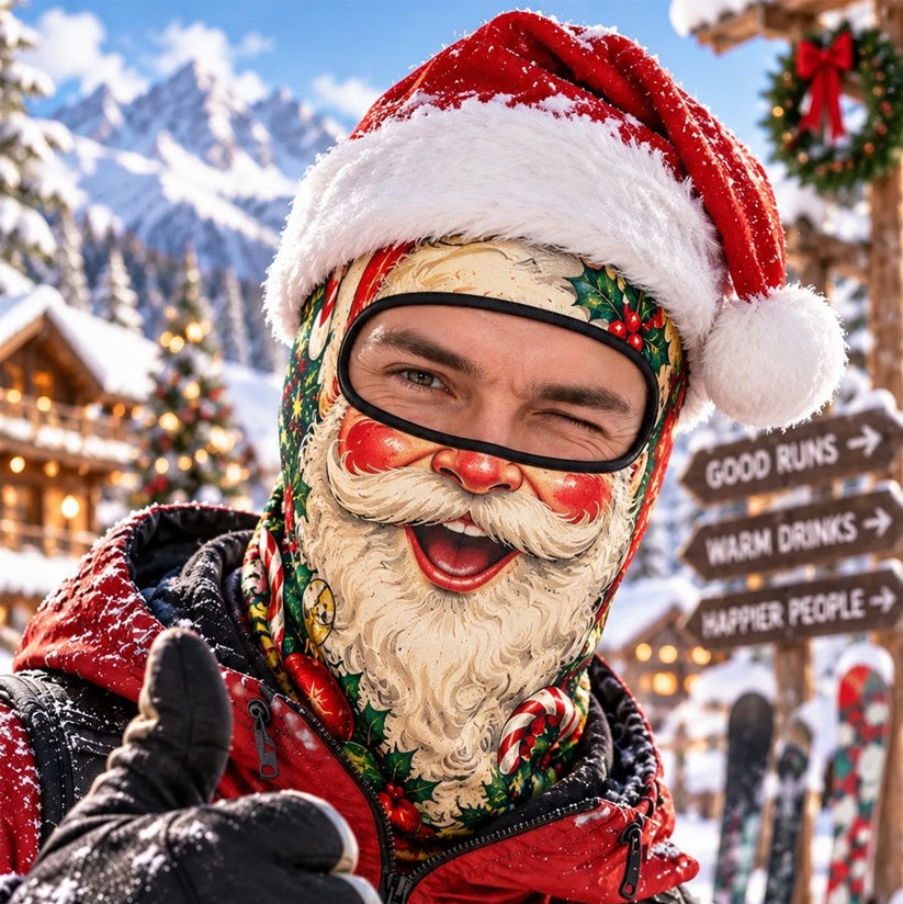 🎿 Realistische Ski- & Snowboard-Maske – Lustige Sturmhaube im neuen Weihnachtsmann-Elfen-Design 🎅