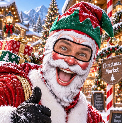 🎿 Realistische Ski- & Snowboard-Maske – Lustige Sturmhaube im neuen Weihnachtsmann-Elfen-Design 🎅